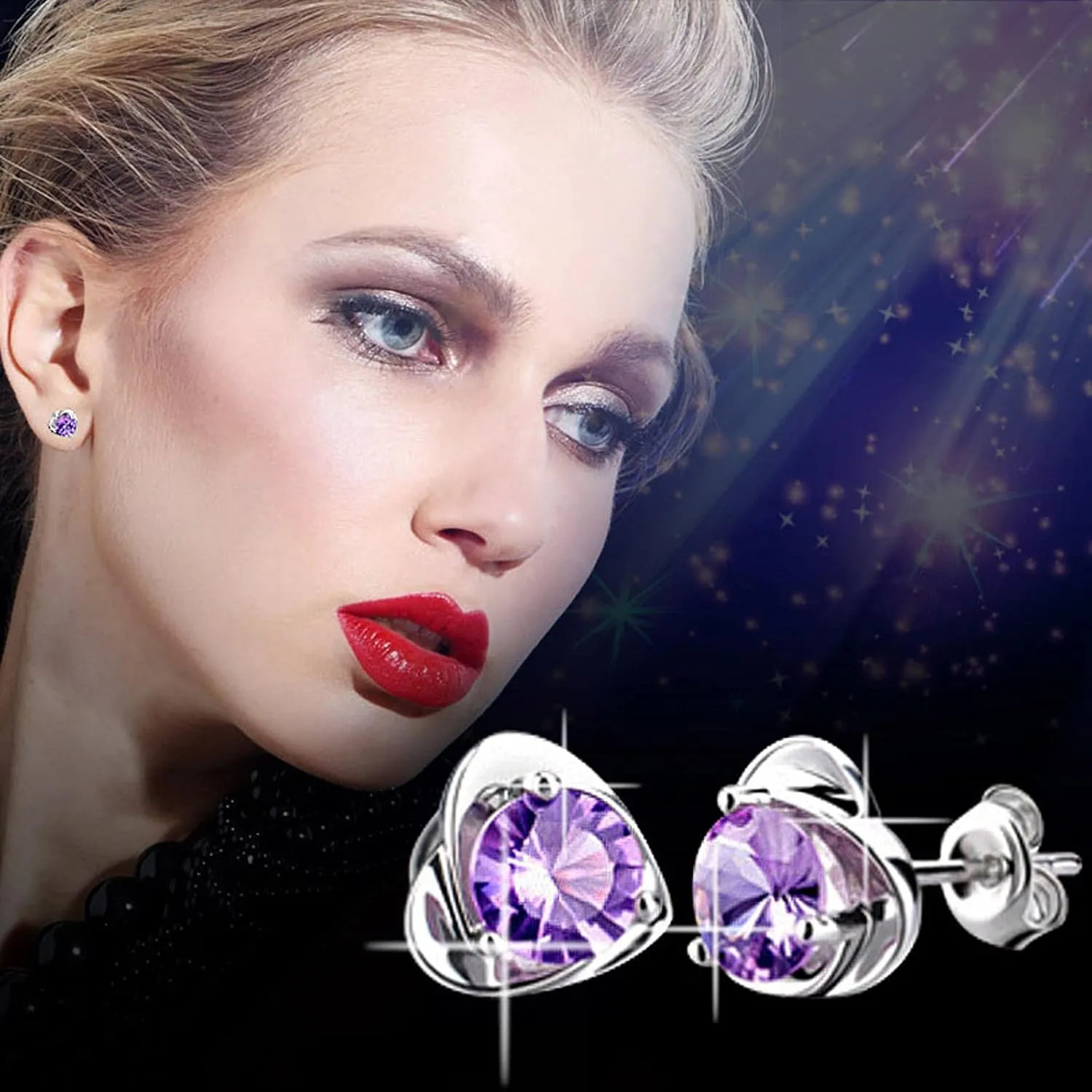 Gold Plated Silver Stud Earrings for Women,Brilliant Cut Cubic Zirconia Crystal Stud Birthday Jewelry Gift for Mom Girlfriend