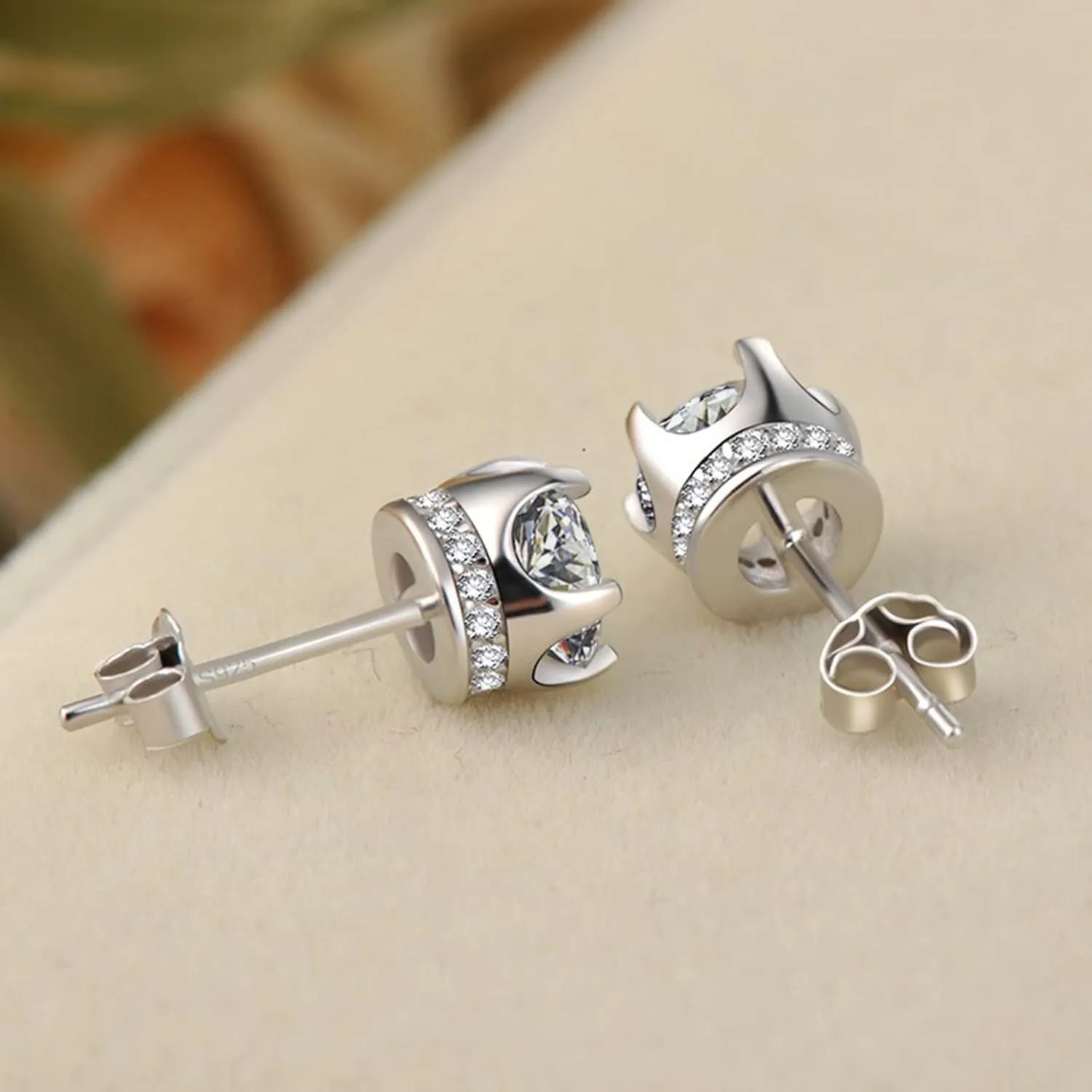Gold Plated Stud Earrings for Women,925 Sterling Sliver Cubic Zirconia Studs Fashion Jewelry Gifts for Mother Wife Girlfriend