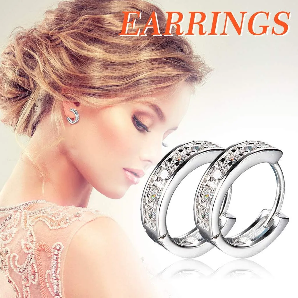 Gold Small Hoop Earrings for Women,Sterling Silver Post Cubic Zirconia Huggie Stud Trendy Jewelry Accessories Gift for Ladies