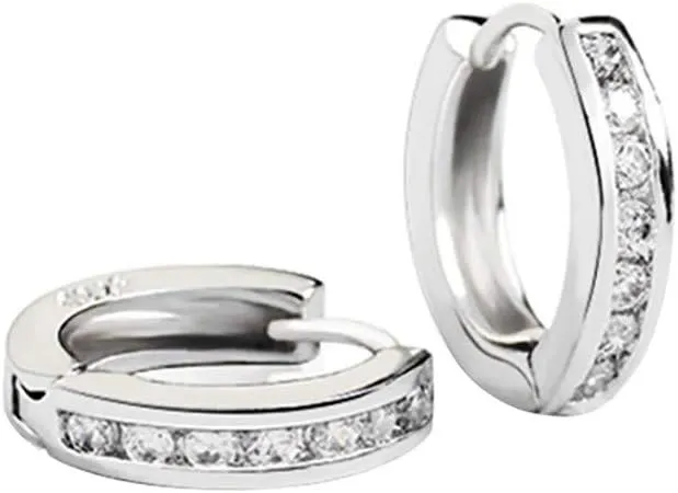 Gold Small Hoop Earrings for Women,Sterling Silver Post Cubic Zirconia Huggie Stud Trendy Jewelry Accessories Gift for Ladies