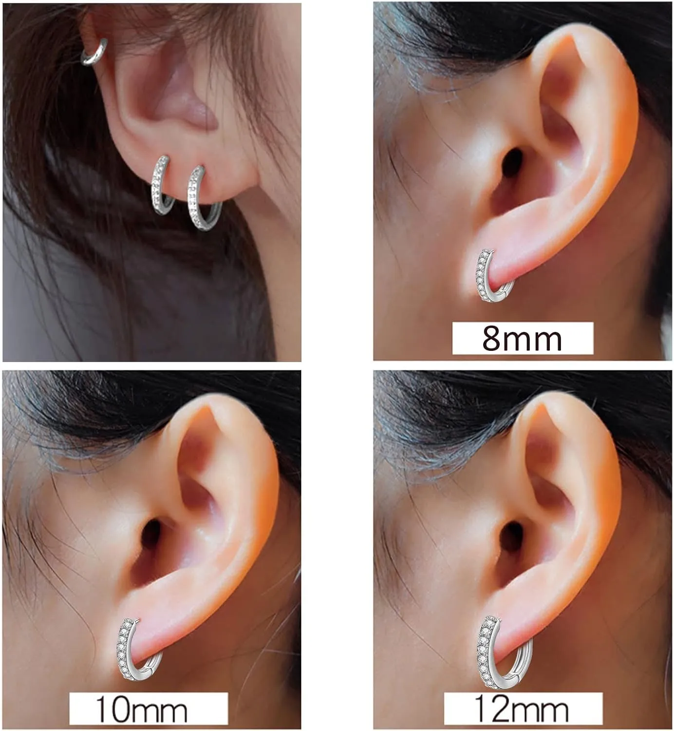 Gold Small Hoop Earrings for Women,Sterling Silver Post Cubic Zirconia Huggie Stud Trendy Jewelry Accessories Gift for Ladies