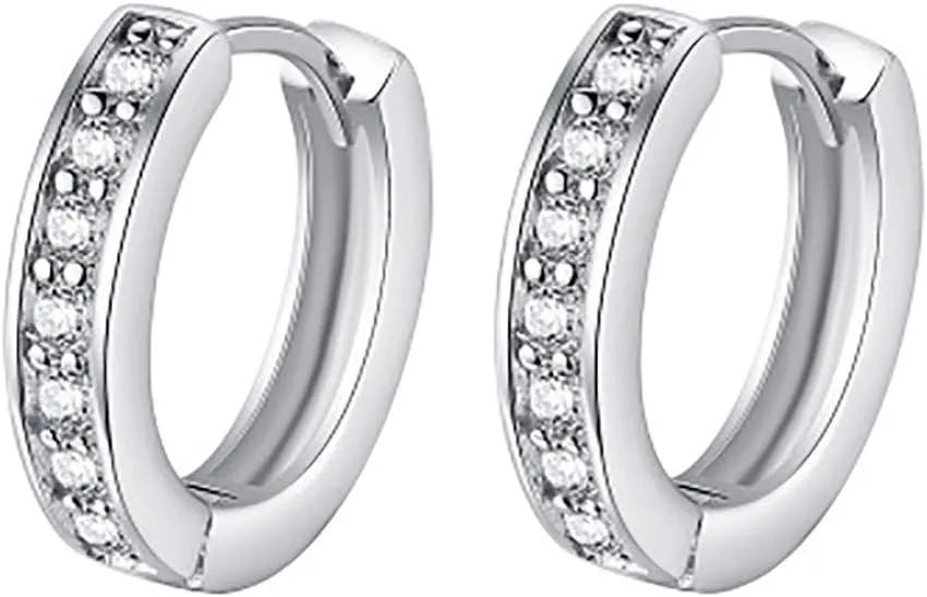Gold Small Hoop Earrings for Women,Sterling Silver Post Cubic Zirconia Huggie Stud Trendy Jewelry Accessories Gift for Ladies