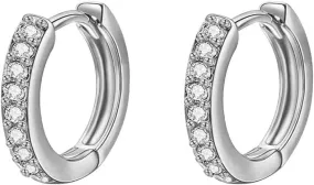 Gold Small Hoop Earrings for Women,Sterling Silver Post Cubic Zirconia Huggie Stud Trendy Jewelry Accessories Gift for Ladies