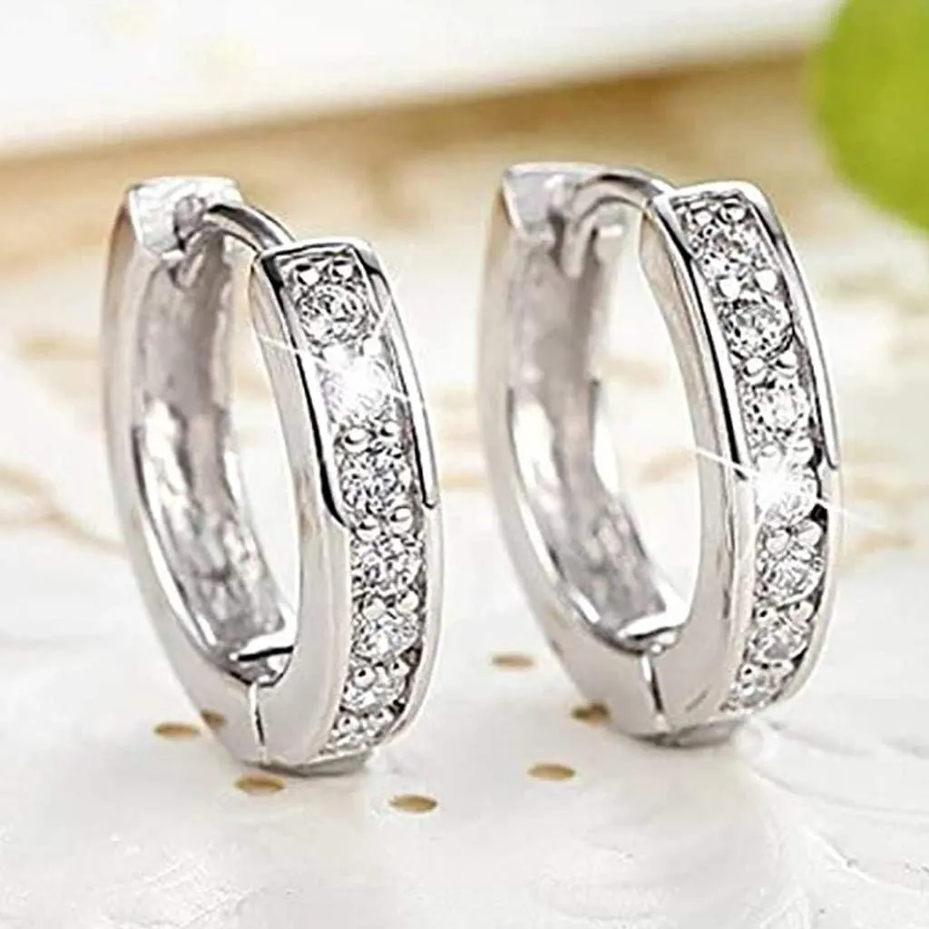 Gold Small Hoop Earrings for Women,Sterling Silver Post Cubic Zirconia Huggie Stud Trendy Jewelry Accessories Gift for Ladies