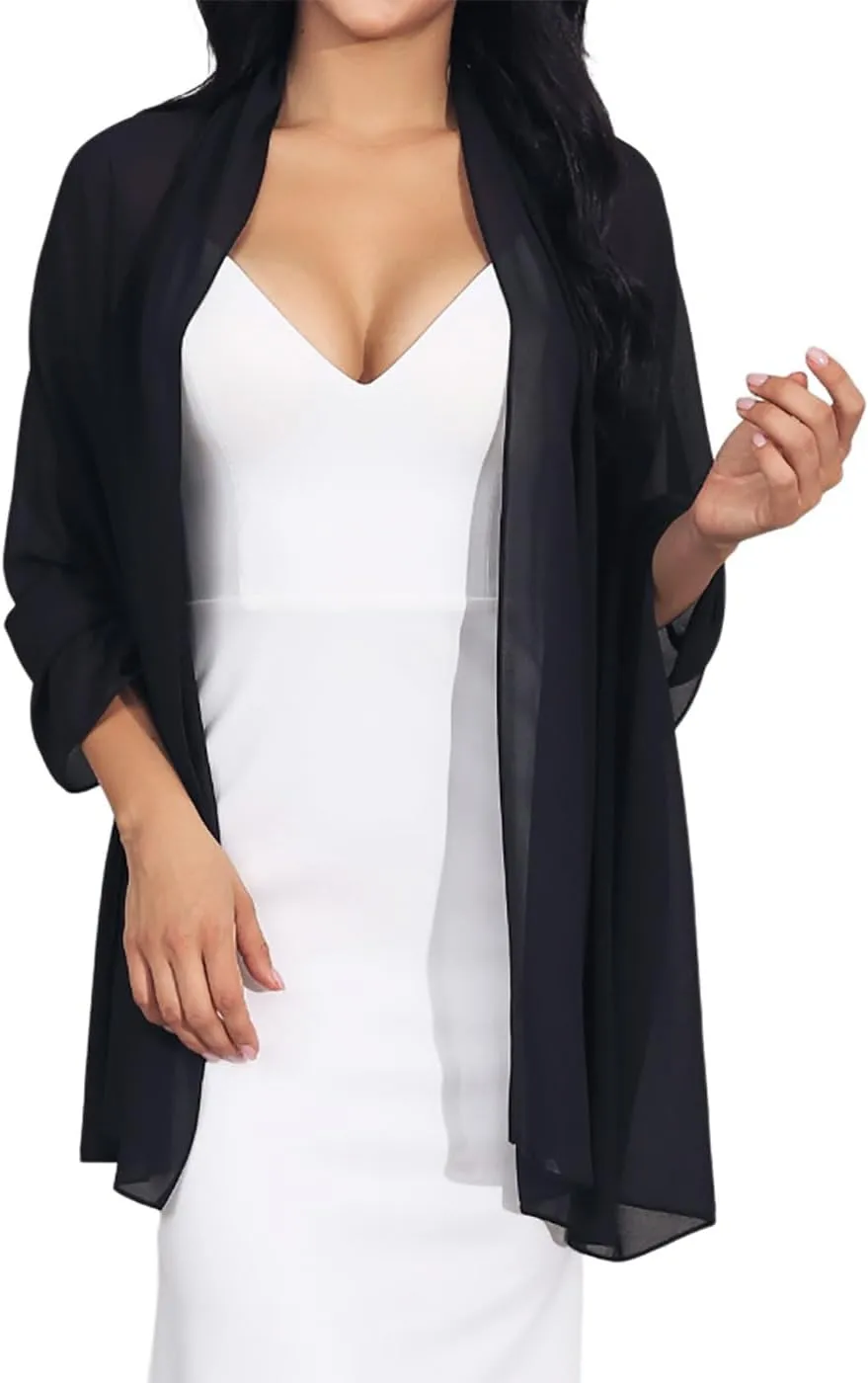 GORAIS Chiffon Shawls and Wraps for Evening Dresses Women Scarf Formal Dressy Shawl for Bride and Bridesmaids