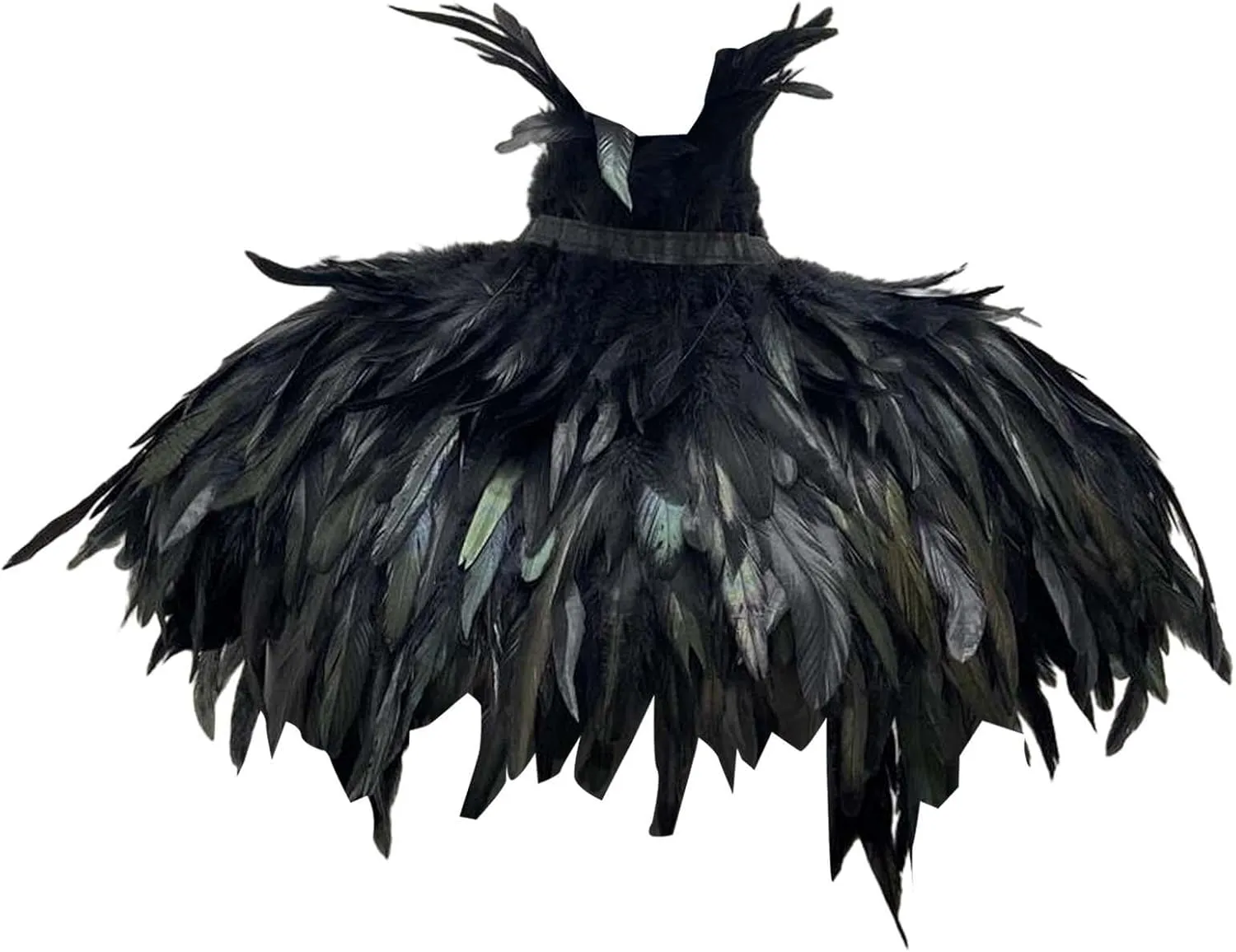 Gothic Artificial Feather Cloak Shoulder Wrap Cosplay Costume Scarf Faux Feather Cape for Halloween Festival Costume