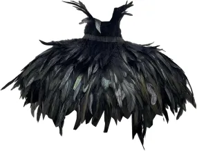 Gothic Artificial Feather Cloak Shoulder Wrap Cosplay Costume Scarf Faux Feather Cape for Halloween Festival Costume