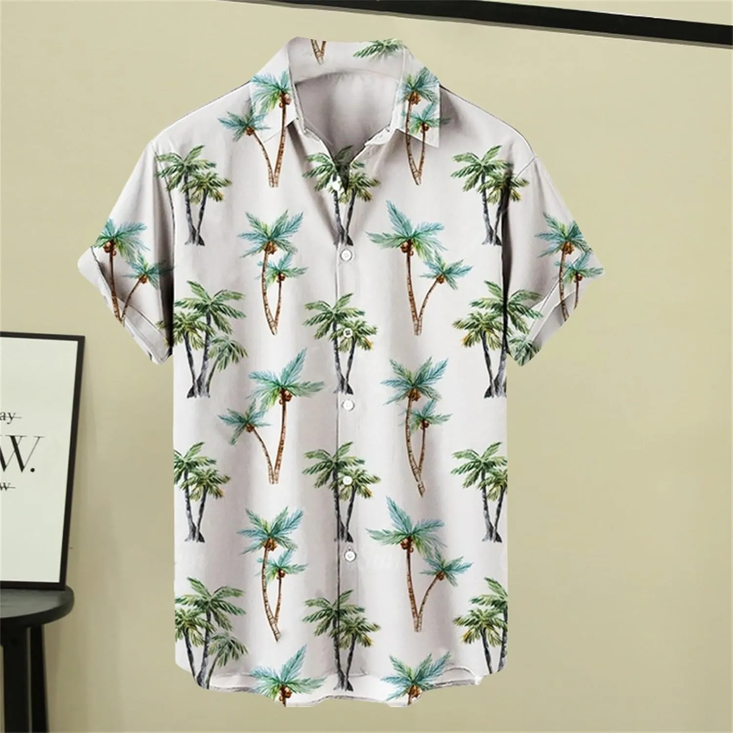 Hawaiian Shirt for Men Beach Shirts Summer Button Down Short Sleeve Palm Tree Vacation Top Cruise Clothes Resort Wear