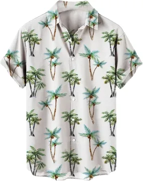 Hawaiian Shirt for Men Beach Shirts Summer Button Down Short Sleeve Palm Tree Vacation Top Cruise Clothes Resort Wear
