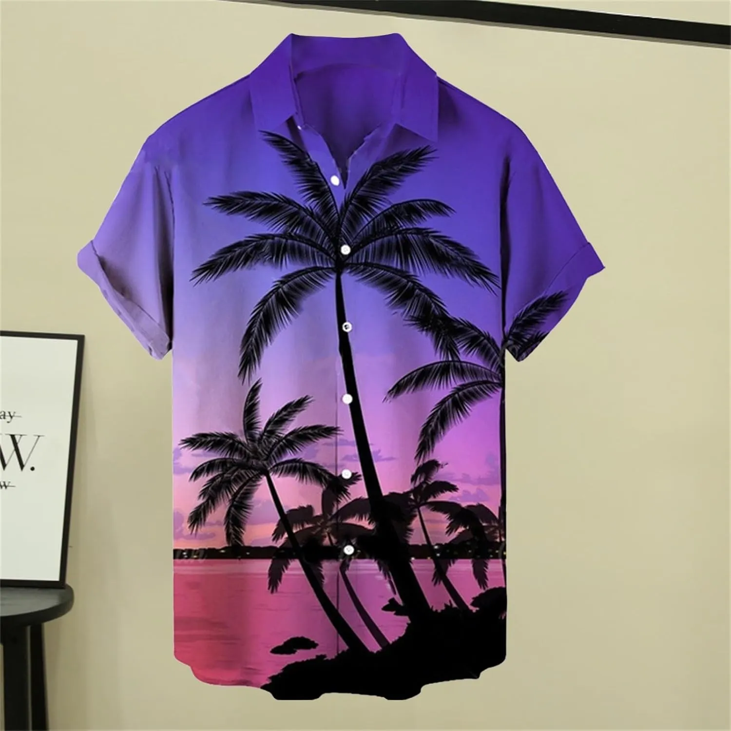 Hawaiian Shirt for Men Beach Shirts Summer Button Down Short Sleeve Palm Tree Vacation Top Cruise Clothes Resort Wear