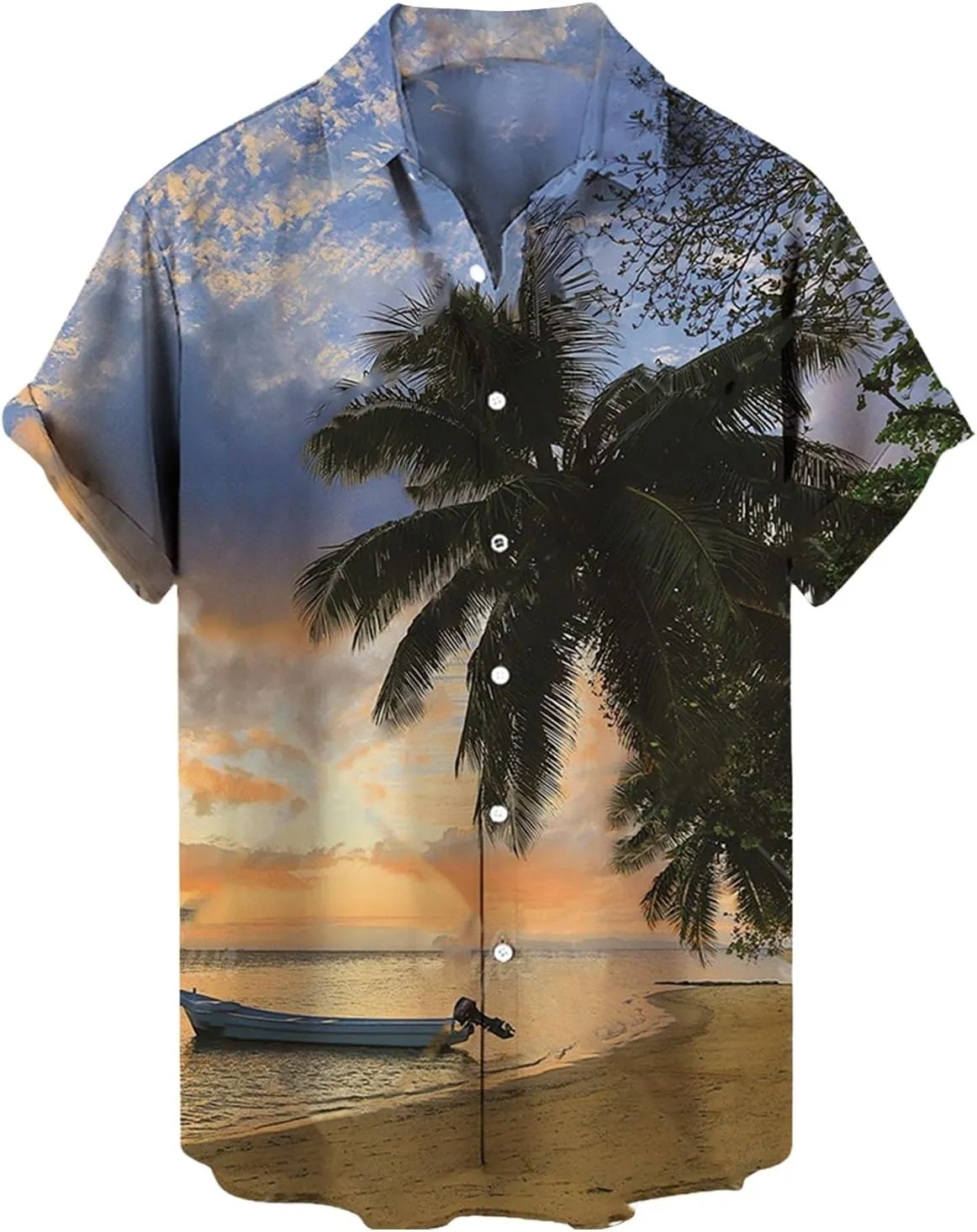 Hawaiian Shirt for Men Beach Shirts Summer Button Down Short Sleeve Palm Tree Vacation Top Cruise Clothes Resort Wear