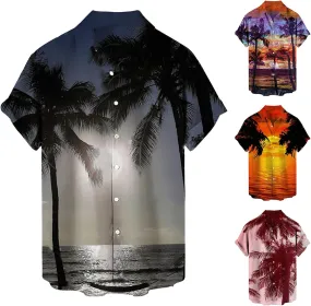 Hawaiian Shirt for Men Beach Shirts Summer Button Down Short Sleeve Palm Tree Vacation Top Cruise Clothes Resort Wear
