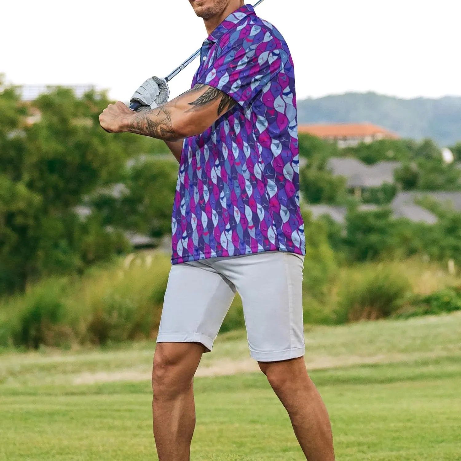 Hawaiian Shirt for Men Pink Button T Shirt Casual Polo Lightweight Camo Shirt Black Dress Shirts for Men Big and Tall