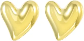 Heart Stud Earrings for Women,Gold Plated Sterling Silver Small Love Hearted Stud Valentine's Day Minimalist Jewelry Gifts