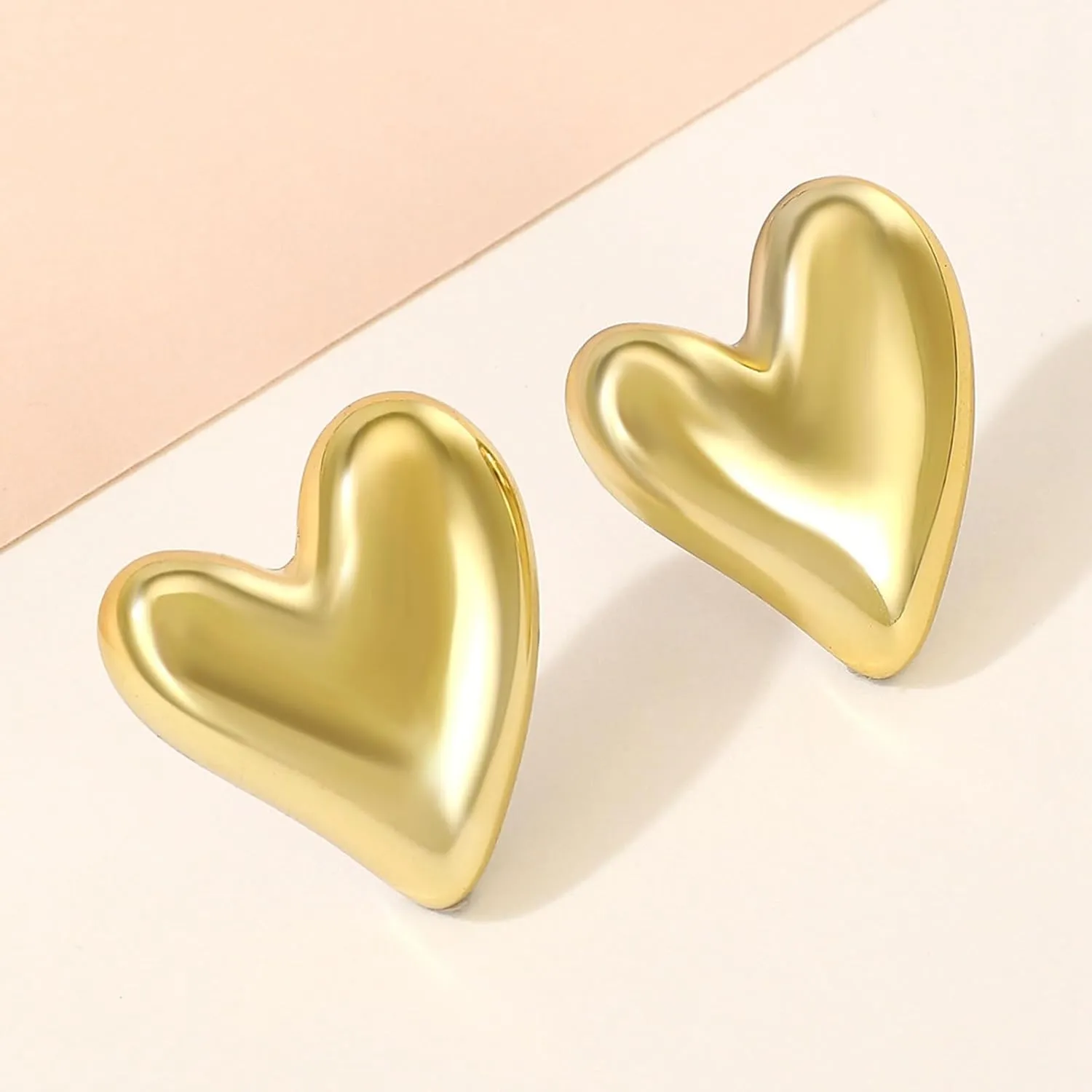 Heart Stud Earrings for Women,Gold Plated Sterling Silver Small Love Hearted Stud Valentine's Day Minimalist Jewelry Gifts