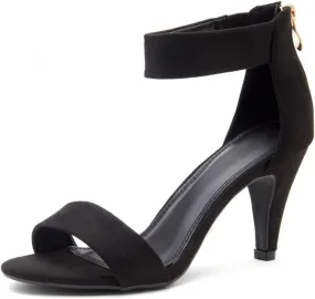 Herstyle RROSE Women's Chunky Low Heels Open Toe Ankle Strap Heeled Sandals with Back Zipper Dressy Pumps Shoes for Wedding Prom Party Office