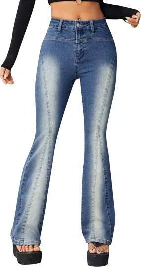 High Waisted Bell Bottom Jeans for Women Flare Jeans for Women Stretch Wide Leg Fashion Bell Bottom Jeans