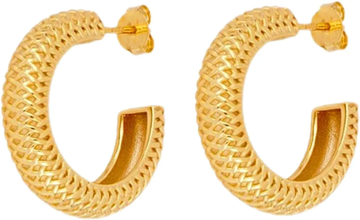 Homoyoyo Fashion Retro C-shape Hoop Earrings Large Circle Earrings for Women Minimalist Statement Earrings