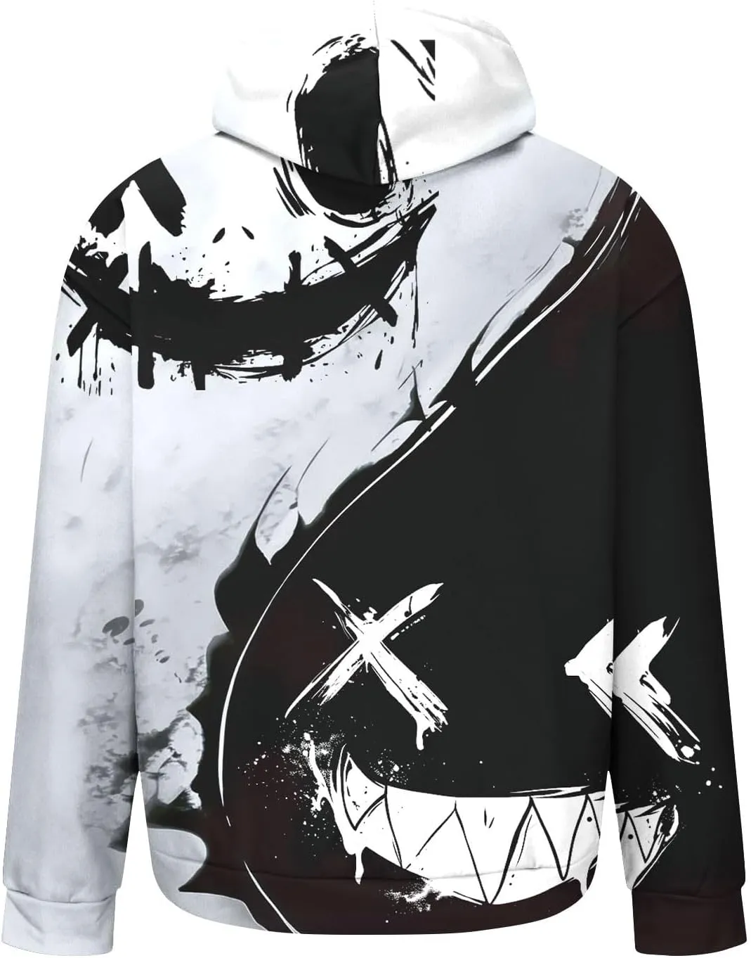 Hoodies for Men Novelty X-Eye-Smiling Dripping paint graffiti Print Hoodie Funny Graphics Halloween Hooded Pullover