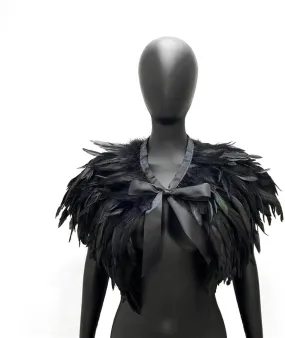 ikasus Feather Shawl Feather Cape Fluffy Plume Cloak Shoulder Costume Gothic Feather Cape Feather Cape Halloween Party Costume Accessories for Women and Girls Type 1