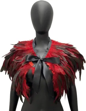 ikasus Feather Shawl Feather Cape Fluffy Plume Cloak Shoulder Costume Gothic Feather Cape Feather Cape Halloween Party Costume Accessories for Women and Girls Type 2