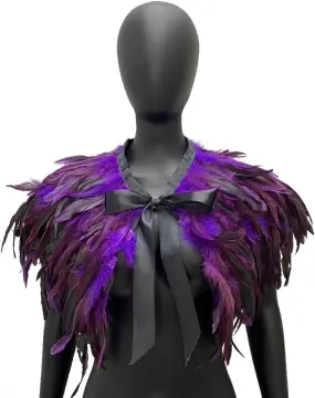 ikasus Feather Shawl Feather Cape Fluffy Plume Cloak Shoulder Costume Gothic Feather Cape Feather Cape Halloween Party Costume Accessories for Women and Girls Type 7