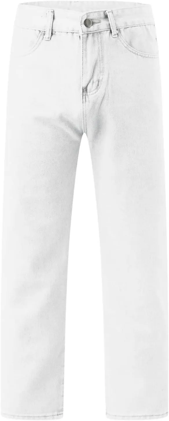 Jeans for Men Relaxed Fit, Men's Loose Solid Color Washed Jeans Harem Pants Fashion Casual Denim Pants Streetwear