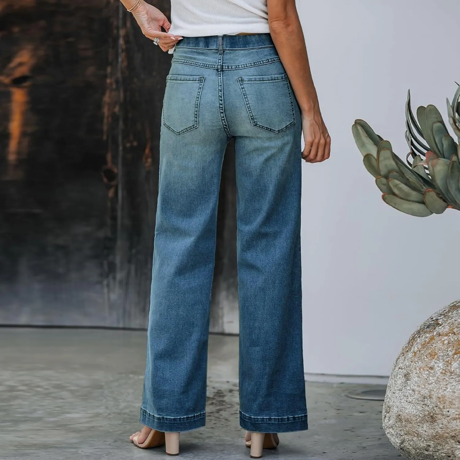 Jeans for Women Trendy High Waisted Flare Jeans Baggy Cropped Denim Pants 90s Jeans Stretchy Boyfriend Jeans