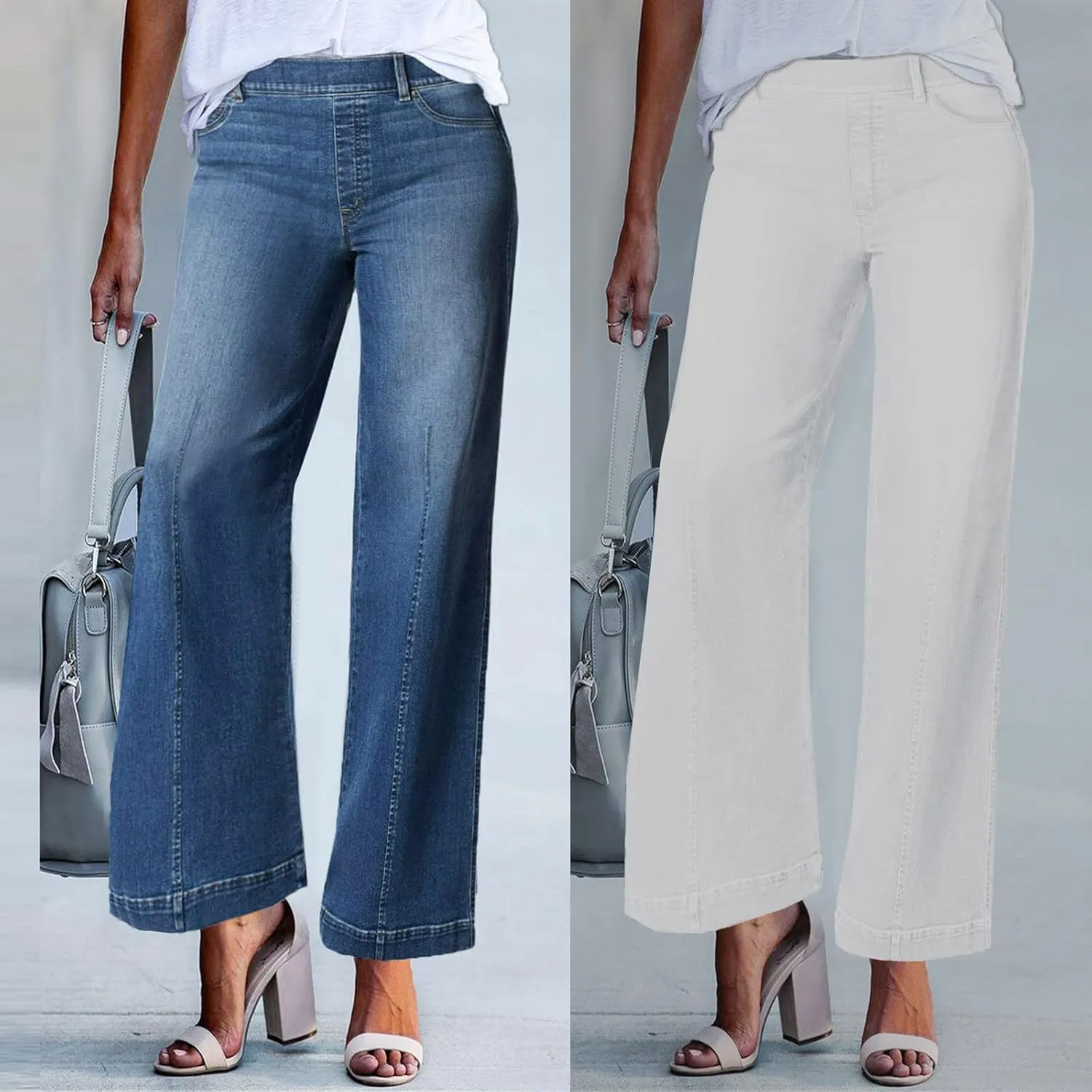 Jeans for Women Trendy High Waisted Flare Jeans Baggy Cropped Denim Pants 90s Jeans Stretchy Boyfriend Jeans