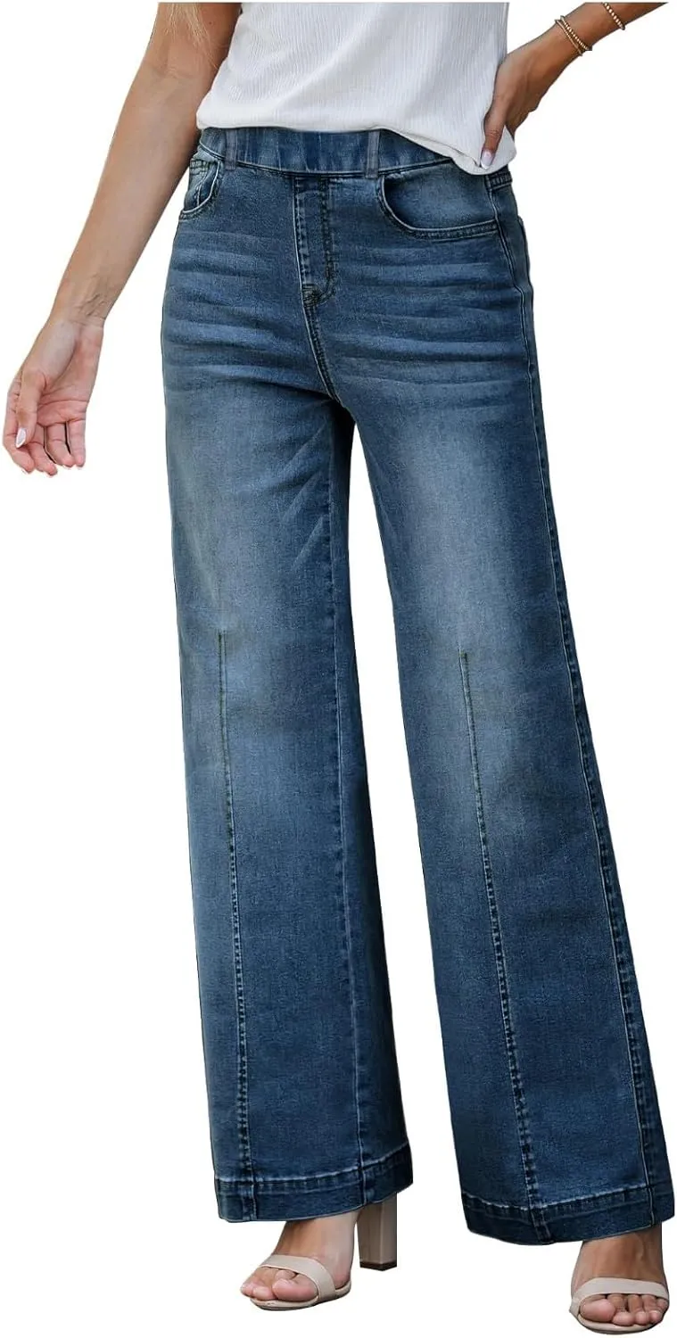 Jeans for Women Trendy High Waisted Flare Jeans Baggy Cropped Denim Pants 90s Jeans Stretchy Boyfriend Jeans