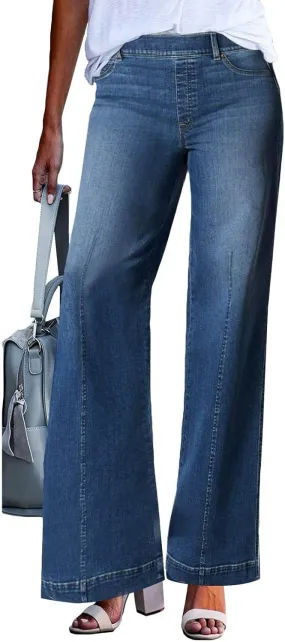 Jeans for Women Trendy High Waisted Flare Jeans Baggy Cropped Denim Pants 90s Jeans Stretchy Boyfriend Jeans