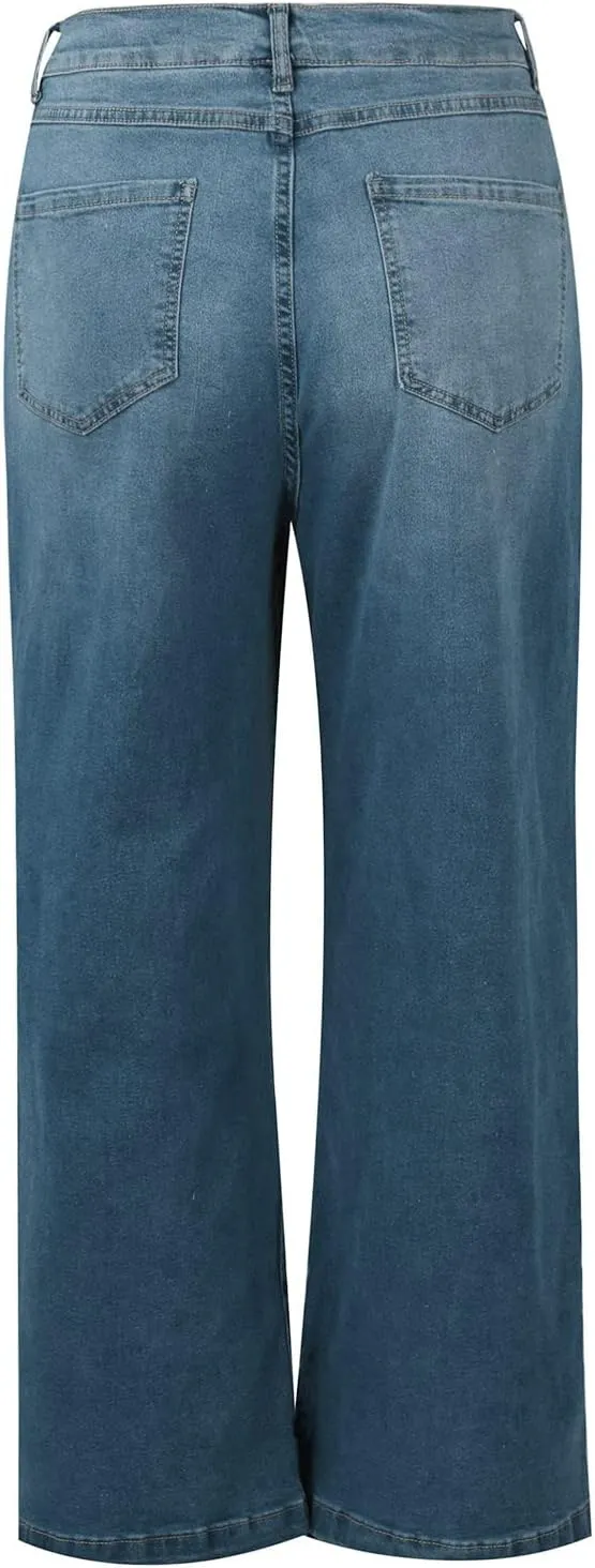 Jeans for Women Trendy High Waisted Flare Jeans Baggy Cropped Denim Pants 90s Jeans Stretchy Boyfriend Jeans