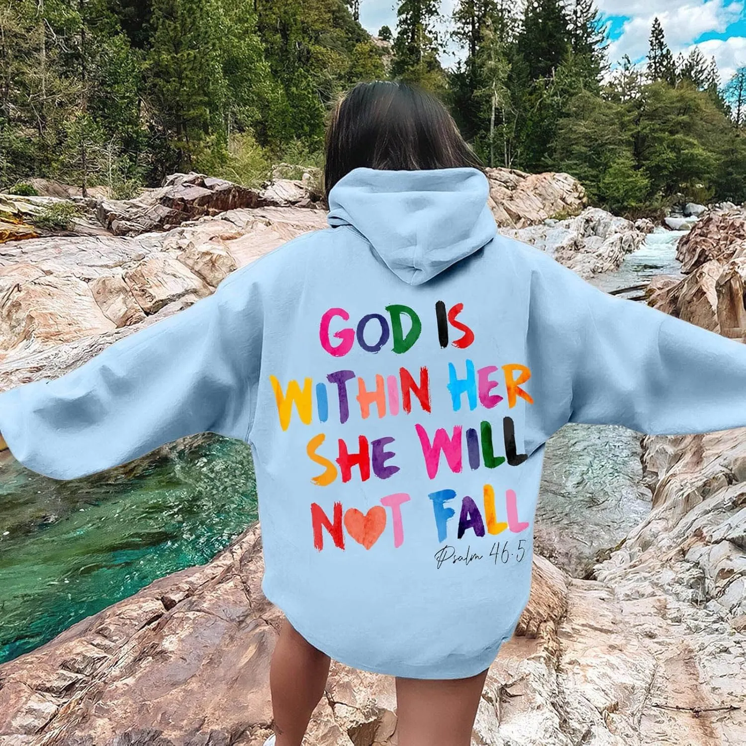Jesus Christian Graphic Hoodies for Women Teen Girls Oversized Long Sleeve Trendy Casual Sweatshirts Y2K Weighted Pullover