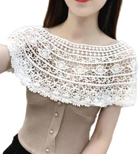 Lace Crochet Shawl For Women Crochet Cape See-Through Lace Cloaks Shawl Bridal Shawl Wrap Capelet Lace Cape Bridesmaid Croch