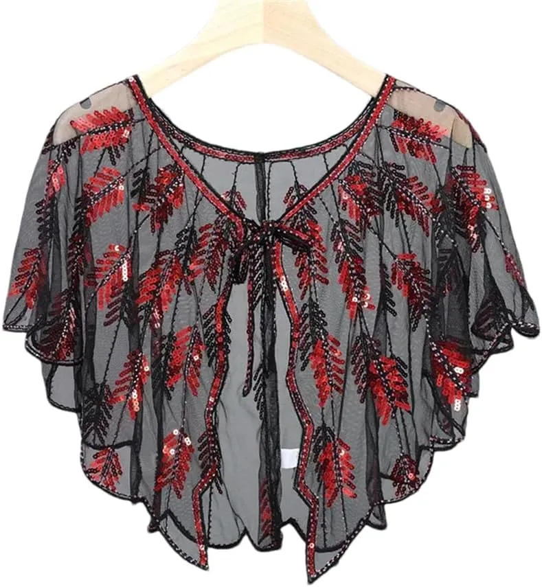 Ladies 1920S Retro Baffle Shawl Loose Decorative Coat Short Cloak Party Cape Shawl