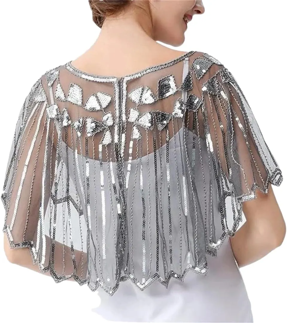 Ladies' 1920S Retro Baffle Shawl Loose Decorative Coat Short Cloak Party Cape Shawl