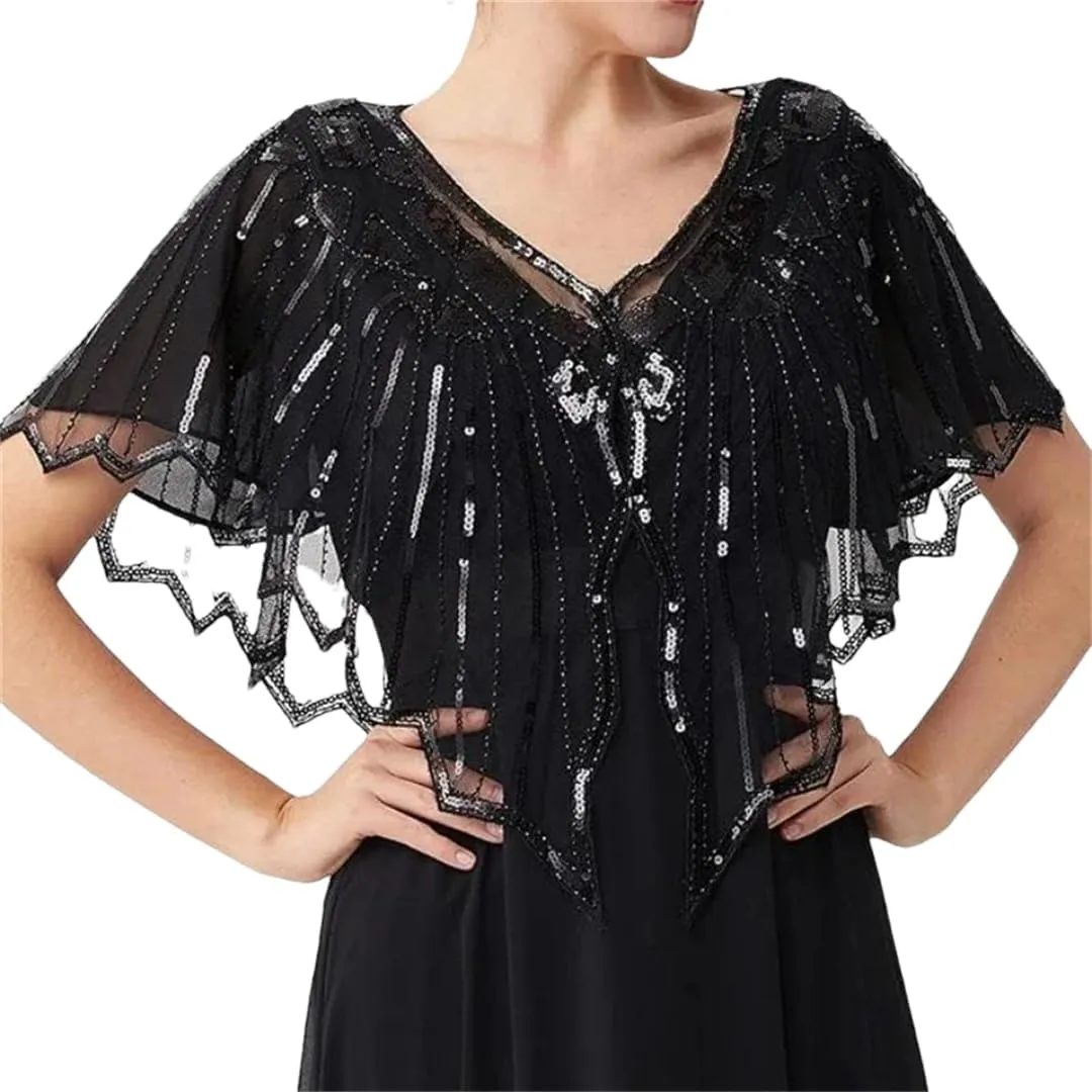 Ladies' 1920S Retro Baffle Shawl Loose Decorative Coat Short Cloak Party Cape Shawl