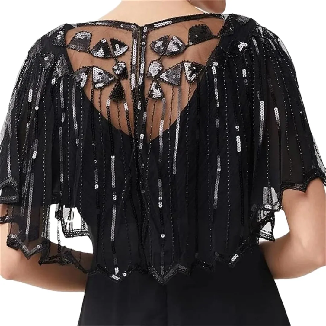 Ladies' 1920S Retro Baffle Shawl Loose Decorative Coat Short Cloak Party Cape Shawl