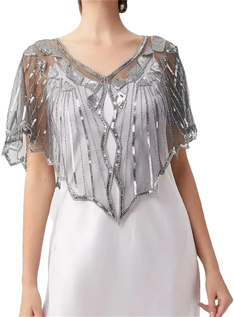 Ladies' 1920S Retro Baffle Shawl Loose Decorative Coat Short Cloak Party Cape Shawl