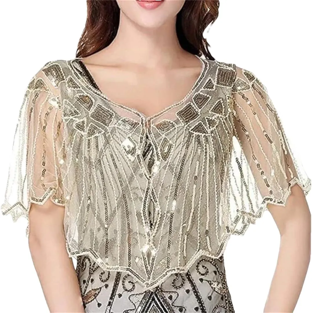 Ladies' 1920S Retro Baffle Shawl Loose Decorative Coat Short Cloak Party Cape Shawl