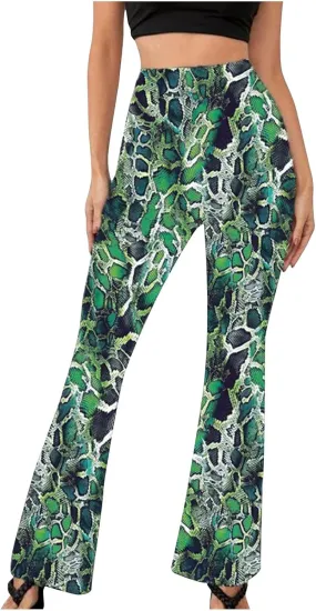 Ladies Bootcut Yoga Pants Women Stretch Bootleg Trousers Elasticated High Waist Work Pants Casual Wear Vintage