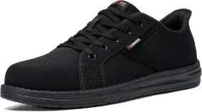 LARNMERN Steel Toe Shoes Men Hands Free Work Shoes Slip On Walking Skate Shoes Lightweight Comfortable Safety Sneakers