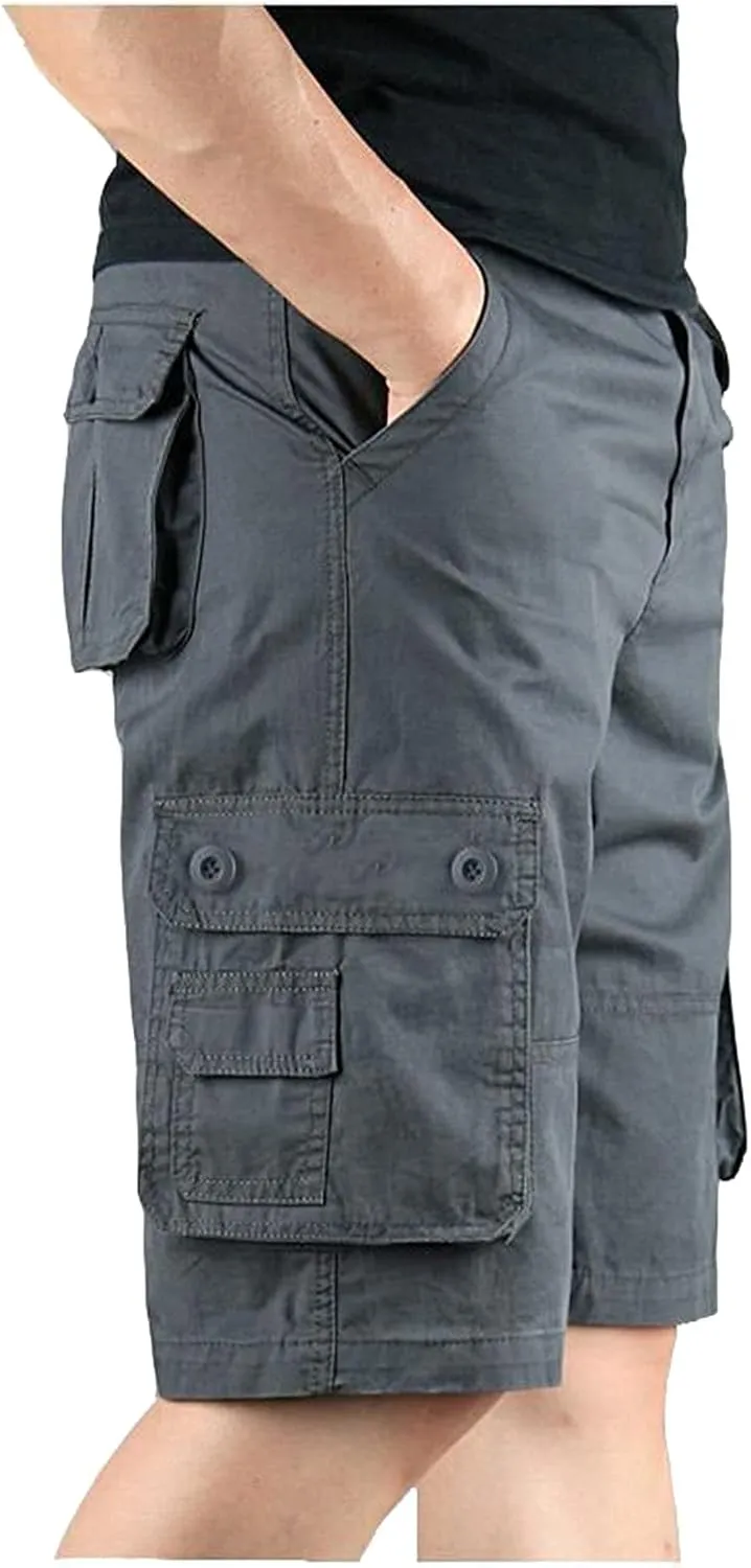 LCMTWX Cargo Shorts for Men Stretch Waist Work Shorts Outdoor Hiking Fishing Capri Shorts Tactical Athletic Shorts Pockets