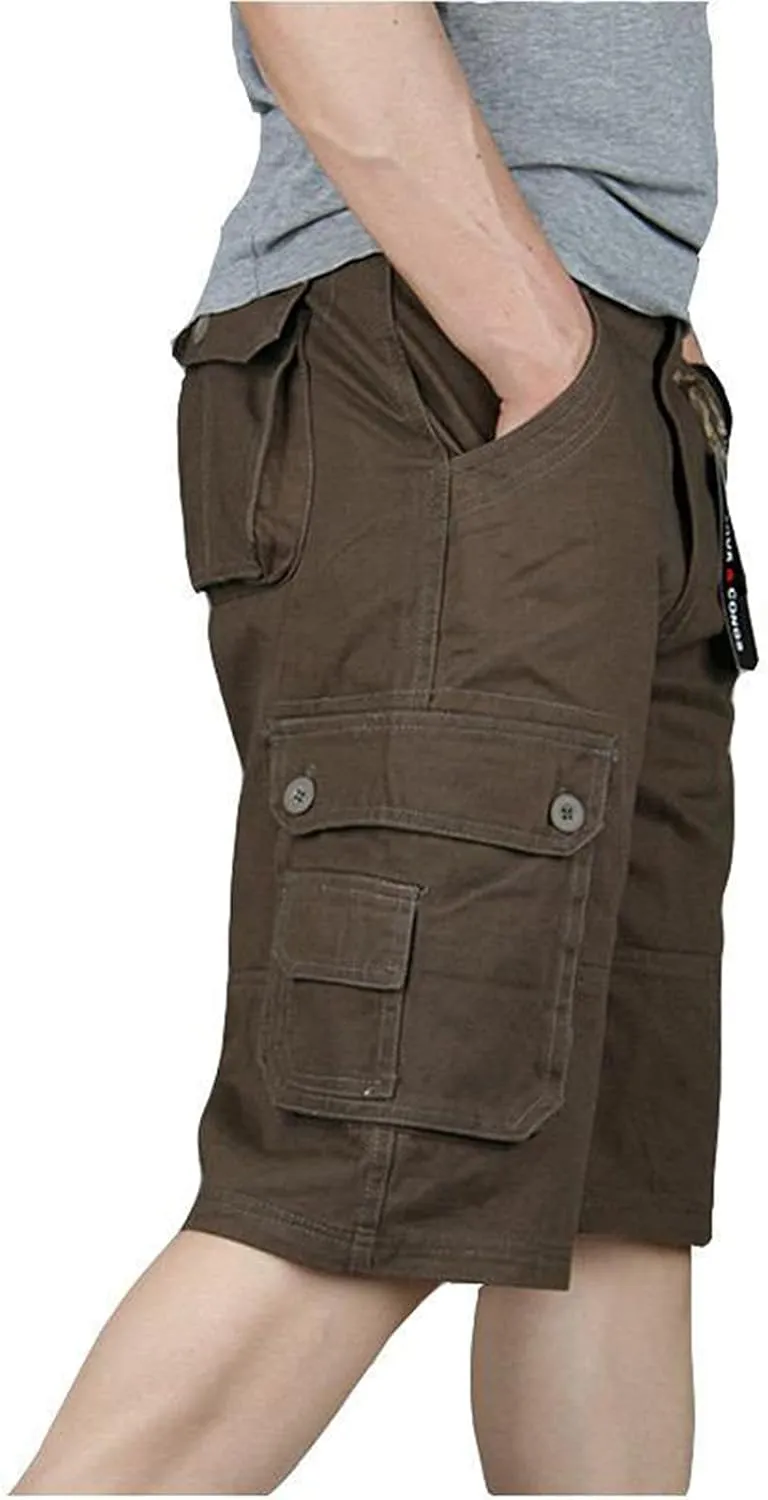 LCMTWX Cargo Shorts for Men Stretch Waist Work Shorts Outdoor Hiking Fishing Capri Shorts Tactical Athletic Shorts Pockets