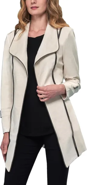 Lena Gabrielle Large Shawl Collar Faux Leather Jacket, BCJ76A03E