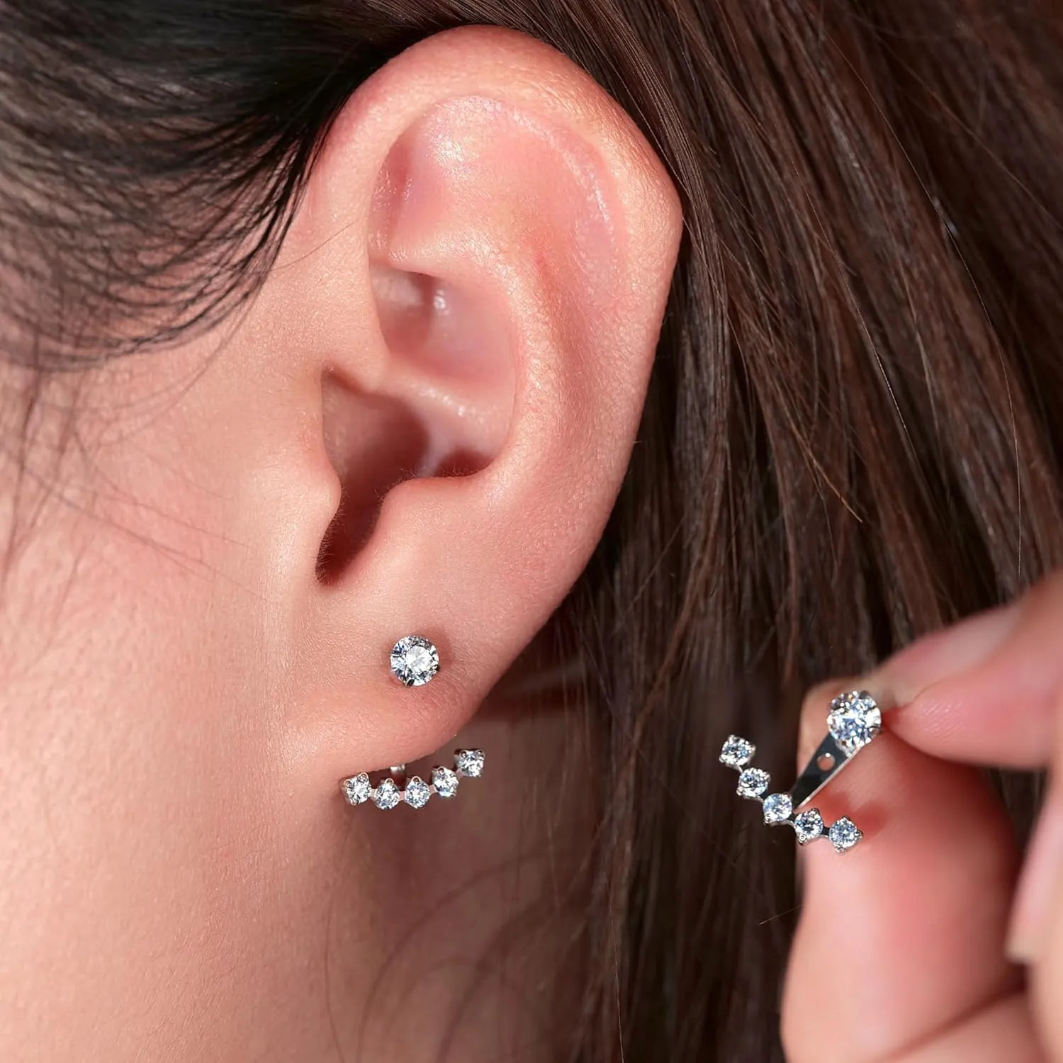 Limerencia F136 Hypoallergenic Pure Titanium Earrings for Women, G23 Implant Grade 5A Cubic Zirconia Open Hoops, Cartilage Stud Earrings Trendy Jewelry for Sensitive Ears