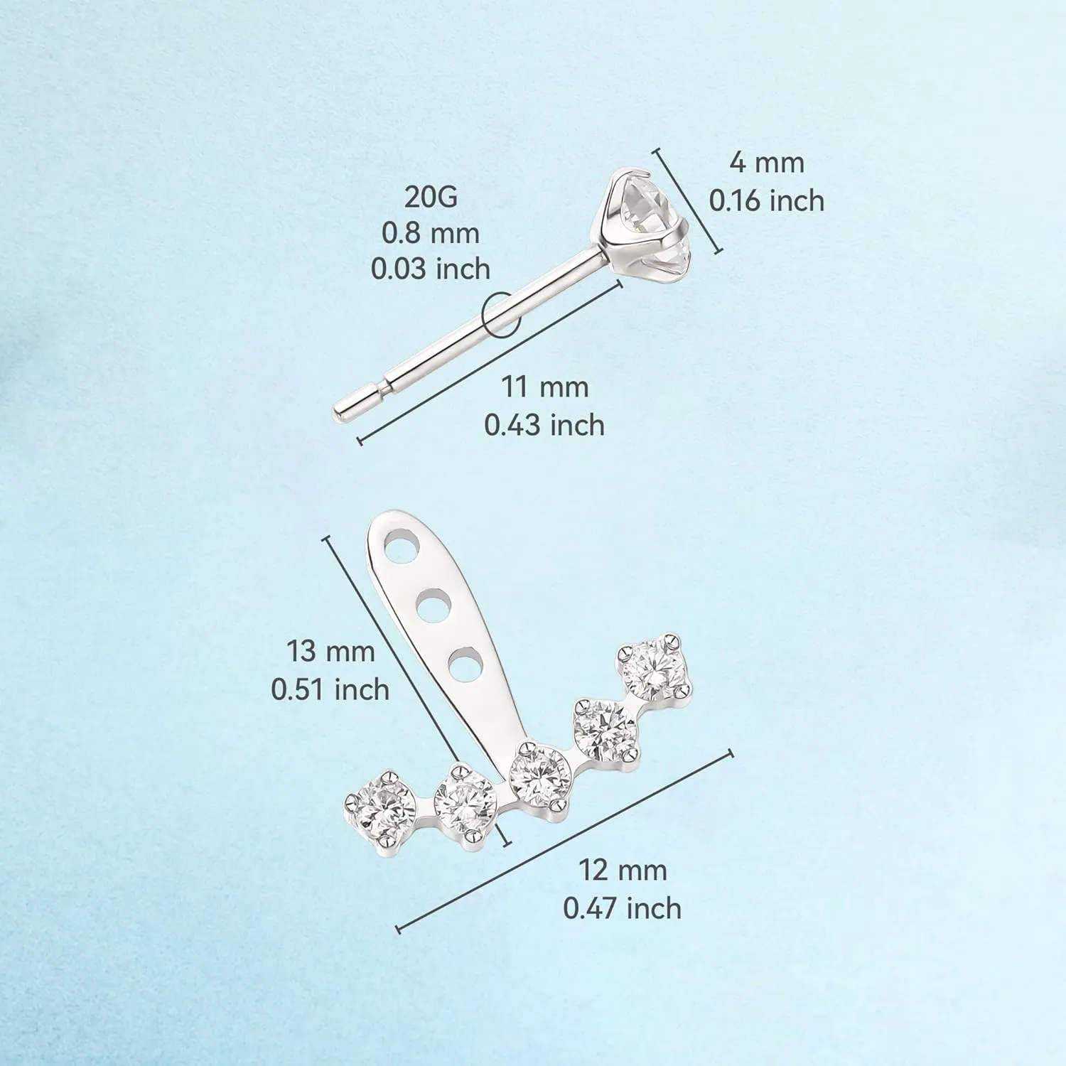 Limerencia F136 Hypoallergenic Pure Titanium Earrings for Women, G23 Implant Grade 5A Cubic Zirconia Open Hoops, Cartilage Stud Earrings Trendy Jewelry for Sensitive Ears