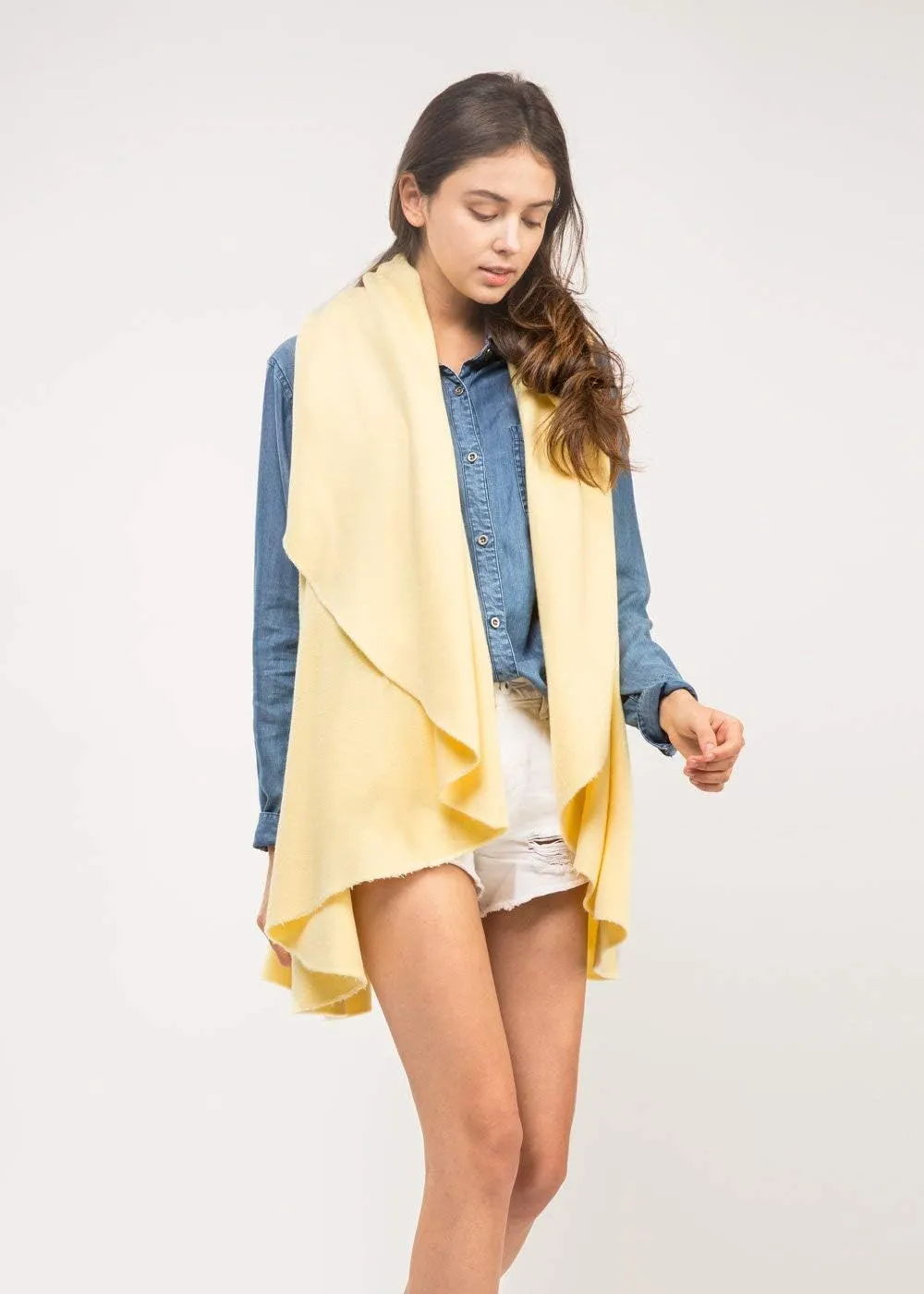 Look By M Women's Basic Shawl Vest
