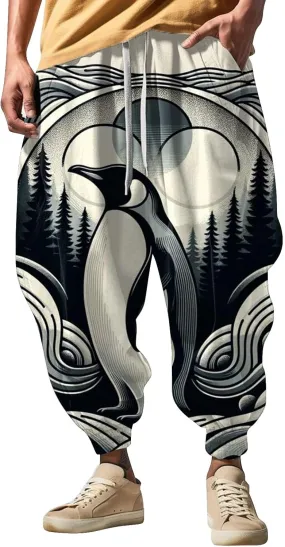 Loose Elastic Waist Drawstring Street Feel Casual Sweatpants Black Harem Pants Men Mens Pants White Harem Men's
