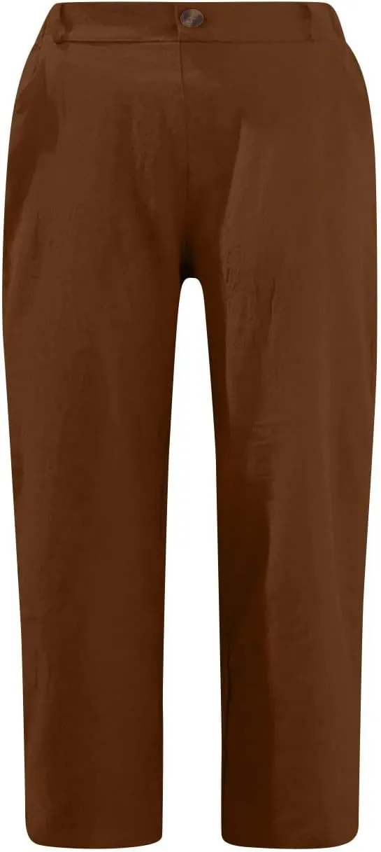 LRMQS Womens Capri Pants Summer Trendy Casual Elastic Waist Cropped Trouser Fashion Resort Wear Beach Vacation Capris Clothes